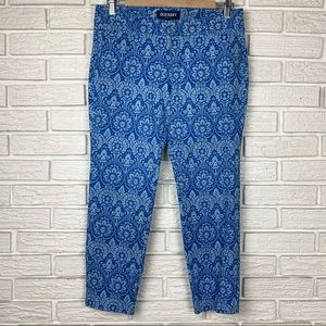 Old Navy Floral Mandala Pattern Straight Leg Pants Blue Size 6